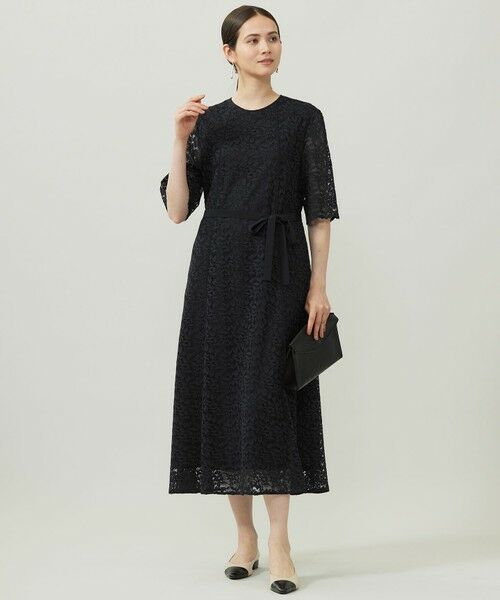 S size ONWARD(小さいサイズ) / エスサイズオンワード ロング・マキシ丈ワンピース | 【洗える】フラワーリーフコードレース ワンピース | 詳細13