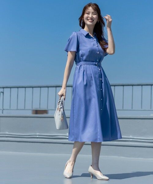 S size ONWARD(小さいサイズ) / エスサイズオンワード ロング・マキシ丈ワンピース | 【接触冷感・UVカット・速乾】スムージーポリエステル シャツワンピース | 詳細5