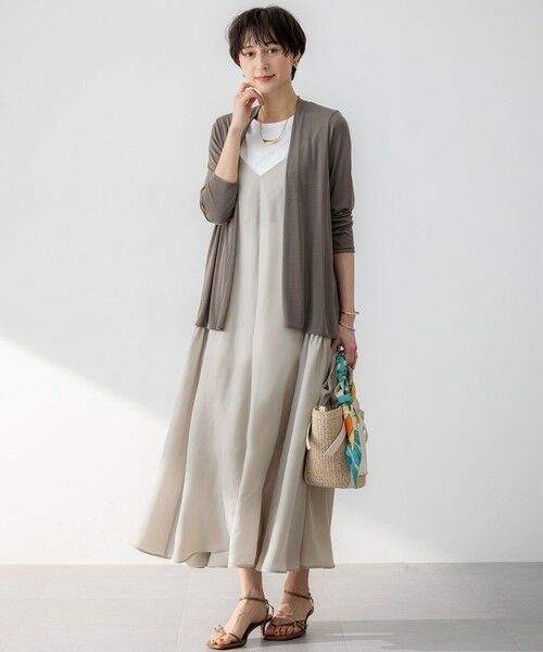 S size ONWARD(小さいサイズ) / エスサイズオンワード ロング・マキシ丈ワンピース | 【接触冷感性】フィブリルツイル キャミソールフレアワンピース | 詳細6