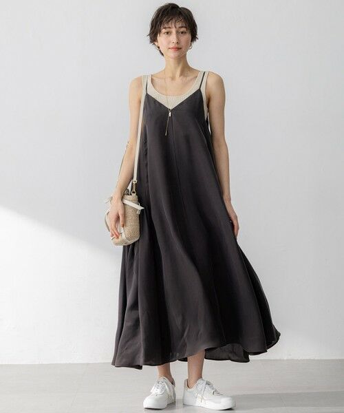 S size ONWARD(小さいサイズ) / エスサイズオンワード ロング・マキシ丈ワンピース | 【接触冷感性】フィブリルツイル キャミソールフレアワンピース | 詳細16