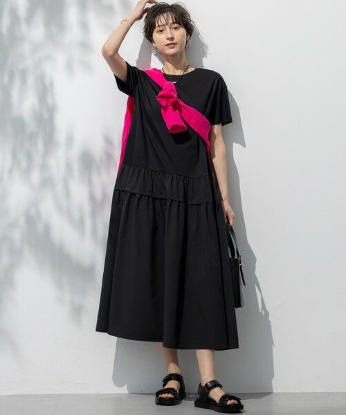 S size ONWARD(小さいサイズ) / エスサイズオンワード ロング・マキシ丈ワンピース | 【撥水加工/汗シミ防止/洗える】ティアードデザイン マルチワンピース | 詳細1