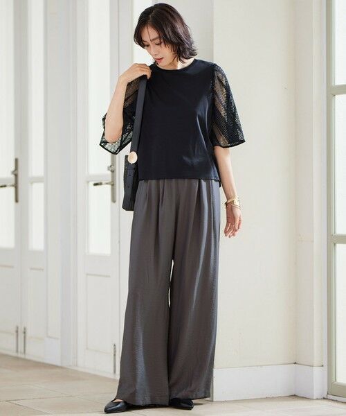 S size ONWARD(小さいサイズ) / エスサイズオンワード その他パンツ | 【カタログ掲載・セットアップ対応・接触冷感・UVケア・洗える】エアリーツイルワイド パンツ | 詳細15