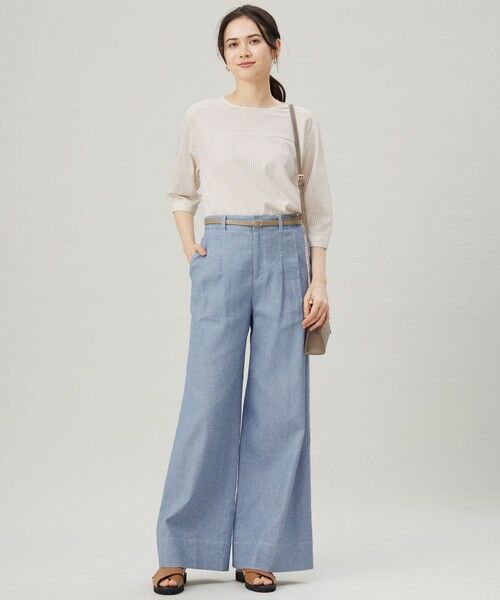 S size ONWARD(小さいサイズ) / エスサイズオンワード その他パンツ | 【洗える】コットンリネンシャンブレーワイドストレート パンツ | 詳細4