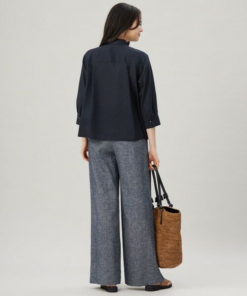 S size ONWARD(小さいサイズ) / エスサイズオンワード その他パンツ | 【洗える】コットンリネンシャンブレーワイドストレート パンツ | 詳細9