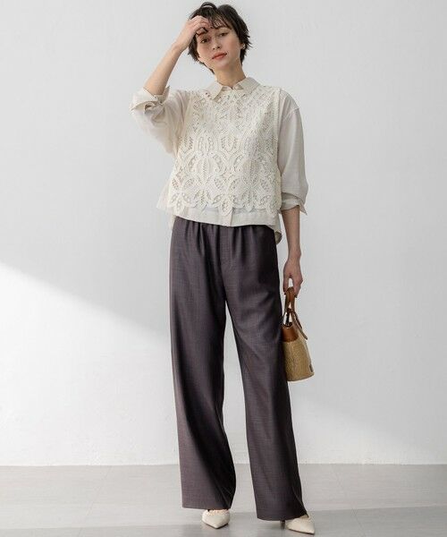 S size ONWARD(小さいサイズ) / エスサイズオンワード その他パンツ | 【接触冷感/UVカット/洗える】ドライスラブストレッチ ワイド パンツ | 詳細10