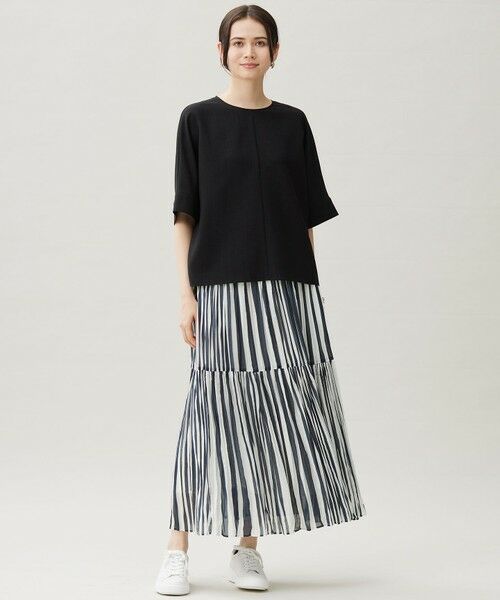 S size ONWARD(小さいサイズ) / エスサイズオンワード ロング・マキシ丈スカート | 【接触冷感・洗える】ハンドワッシャープリーツストライプ スカート | 詳細3