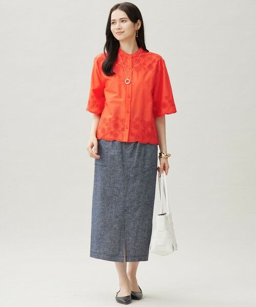 S size ONWARD(小さいサイズ) / エスサイズオンワード ミニ・ひざ丈スカート | 【洗える】コットンリネンシャンブレー スカート | 詳細9