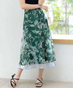 S size ONWARD(小さいサイズ) / エスサイズオンワード ミニ・ひざ丈スカート | 【WEB・一部店舗限定】ハッチングフラワープリント スカート