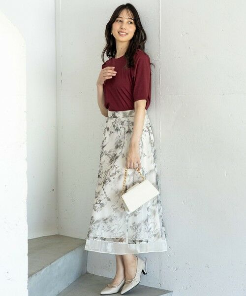 S size ONWARD(小さいサイズ) / エスサイズオンワード ミニ・ひざ丈スカート | 【WEB・一部店舗限定】ハッチングフラワープリント スカート | 詳細2