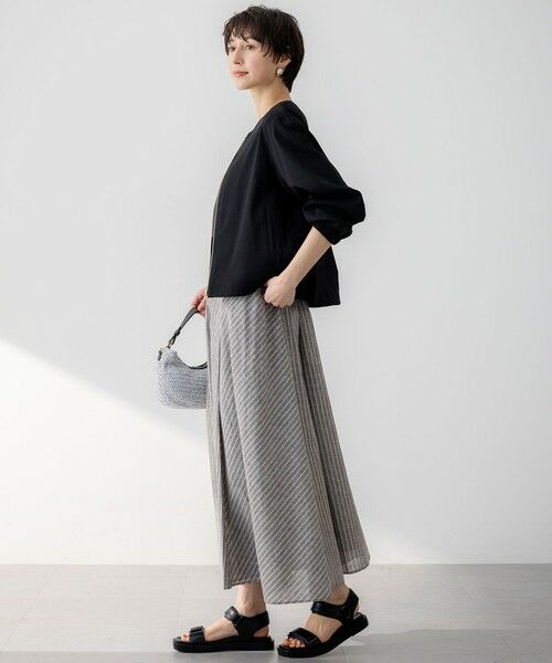 S size ONWARD(小さいサイズ) / エスサイズオンワード ミニ・ひざ丈スカート | 【洗える】リネンコットンストライプ ギャザー スカート | 詳細15