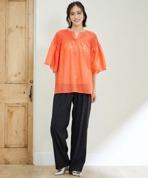 S size ONWARD(小さいサイズ) / エスサイズオンワード シャツ・ブラウス | 【洗える】シルクコットンローンスモッキング刺繍 ブラウス | 詳細1