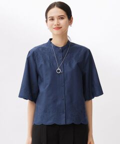 カタログ掲載・接触冷感・洗える】エンブロイダリーローンシャツ ブラウス カタログ掲載・接触冷感・洗える】エンブロイダリーローンシャツ