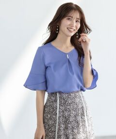 S size ONWARD(小さいサイズ) / エスサイズオンワード シャツ・ブラウス | 【接触冷感・UVカット・速乾】スムージーポリエステル フレアスリーブ ブラウス