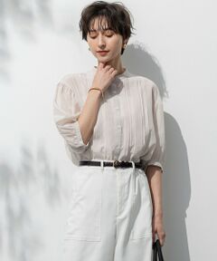 S size ONWARD(小さいサイズ) / エスサイズオンワード シャツ・ブラウス | 【接触冷感/速乾性/洗える】エアリーブライトローン タック ブラウス