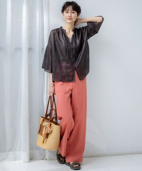 S size ONWARD(小さいサイズ) / エスサイズオンワード シャツ・ブラウス | 【洗える】ソフトシアーフィルム ギャザー ブラウス | 詳細13