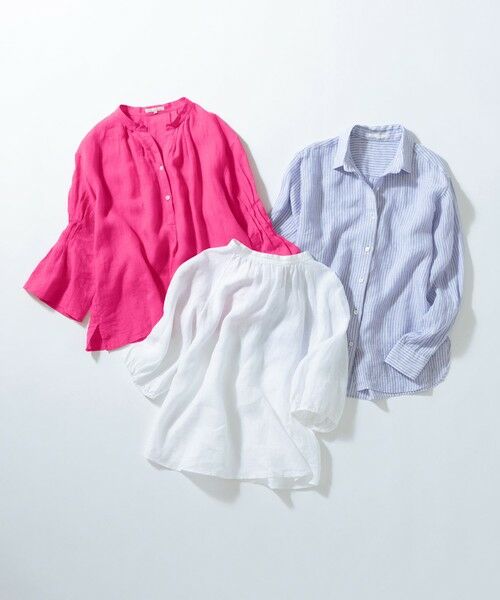 S size ONWARD(小さいサイズ) / エスサイズオンワード シャツ・ブラウス | 【洗える】LIBECOリネン ボリュームスリーブ ブラウス | 詳細3