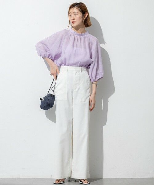 S size ONWARD(小さいサイズ) / エスサイズオンワード シャツ・ブラウス | 【洗える】LIBECOリネン ボリュームスリーブ ブラウス | 詳細13