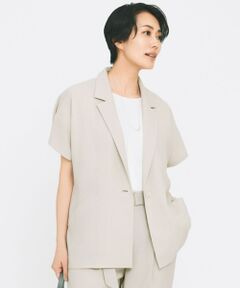 S size ONWARD(小さいサイズ) / エスサイズオンワード テーラードジャケット | 【カタログ掲載・セットアップ対応・接触冷感・UVカット・洗える】ライトリネンライクショートスリーブ ジャケット