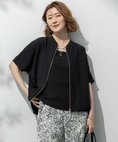 S size ONWARD(小さいサイズ) / エスサイズオンワード ブルゾン | 【一部店舗限定/吸水速乾/UVカット/接触冷感】ストレッチジョーゼット フレンチスリーブ ブルゾン