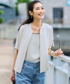 S size ONWARD(小さいサイズ) / エスサイズオンワード ブルゾン | 【一部店舗限定/吸水速乾/UVカット/接触冷感】ストレッチジョーゼット フレンチスリーブ ブルゾン