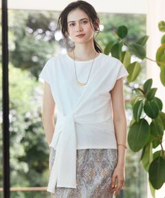 S size ONWARD(小さいサイズ) / エスサイズオンワード カットソー | 【SLOW/一部店舗限定】ライトツイストコットン サッシュデザイン Tシャツ