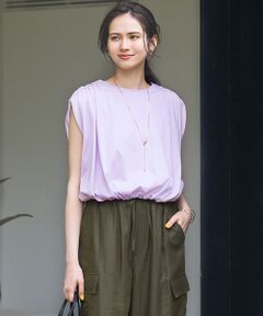 S size ONWARD(小さいサイズ) / エスサイズオンワード カットソー | 【SLOW/一部店舗限定】ファインゲージ ギャザー Tシャツ