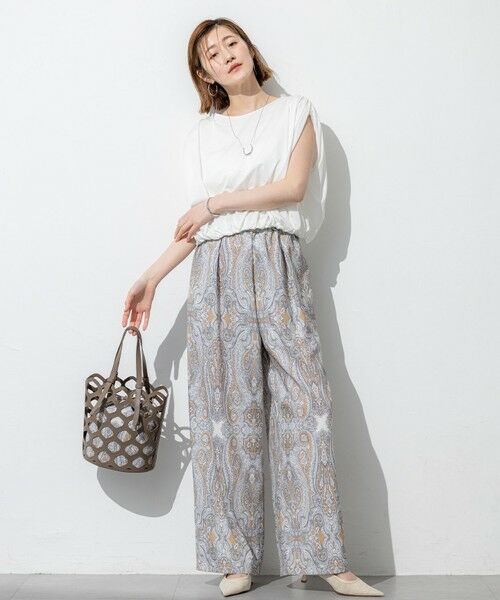 S size ONWARD(小さいサイズ) / エスサイズオンワード カットソー | 【SLOW/一部店舗限定】ファインゲージ ギャザー Tシャツ | 詳細1