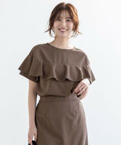 S size ONWARD(小さいサイズ) / エスサイズオンワード カットソー | 【前後着用・UVケア・洗える】2WAYジョーゼットジャージーフリル カットソー