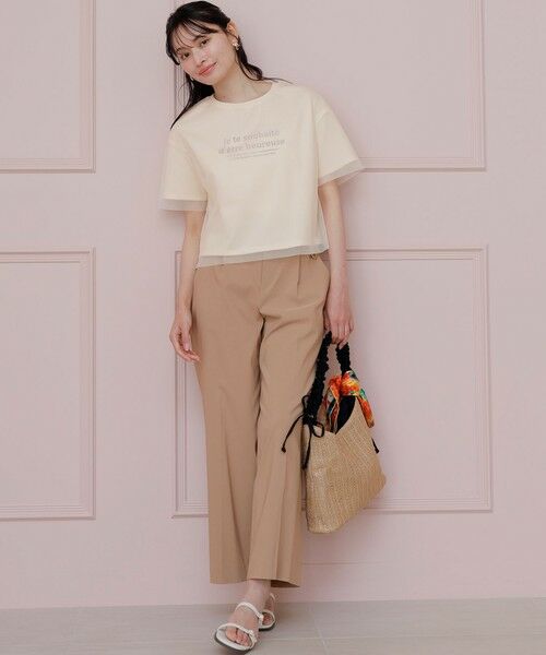 S size ONWARD(小さいサイズ) / エスサイズオンワード カットソー | 【洗える】シアーチュールロゴ Tシャツ | 詳細2