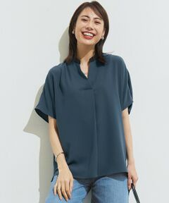 S size ONWARD(小さいサイズ) / エスサイズオンワード カットソー | 【吸水速乾/UVカット/接触冷感】ストレッチジョーゼット バンドカラー カットソー