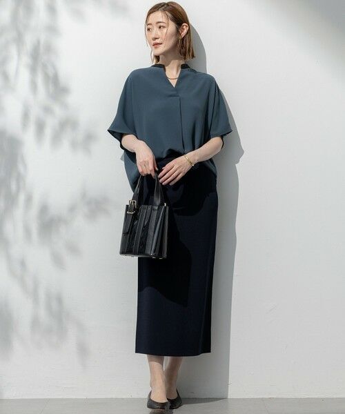 S size ONWARD(小さいサイズ) / エスサイズオンワード カットソー | 【吸水速乾/UVカット/接触冷感】ストレッチジョーゼット バンドカラー カットソー | 詳細10