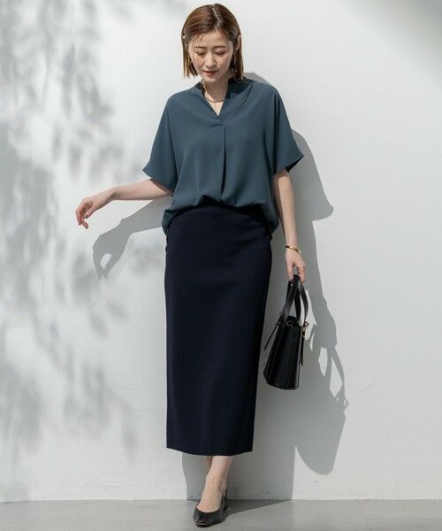 S size ONWARD(小さいサイズ) / エスサイズオンワード カットソー | 【吸水速乾/UVカット/接触冷感】ストレッチジョーゼット バンドカラー カットソー | 詳細11