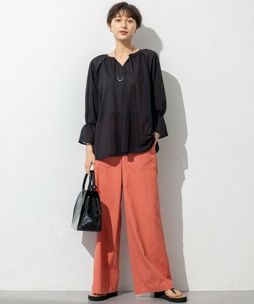 S size ONWARD(小さいサイズ) / エスサイズオンワード カットソー | 【洗える】クリアトリコットジャージー ギャザーデザイン カットソー | 詳細2