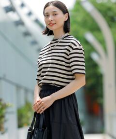 S size ONWARD(小さいサイズ) / エスサイズオンワード カットソー | 【洗える】シアーフライスボーダー Tシャツ