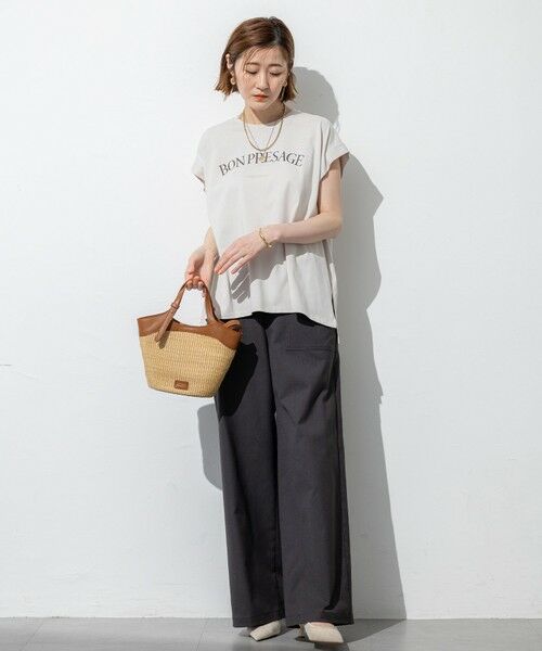 S size ONWARD(小さいサイズ) / エスサイズオンワード カットソー | 【接触冷感/洗える】BON-PRESAGE ロゴ フレンチスリーブ Tシャツ | 詳細2