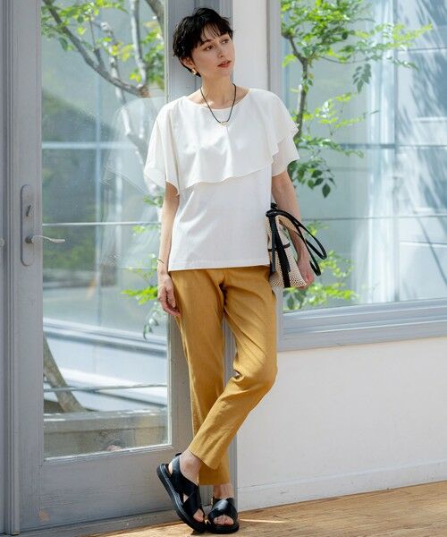 S size ONWARD(小さいサイズ) / エスサイズオンワード カットソー | 【汗じみ防止/洗える】スムースデザイン ラッフルカラー カットソー | 詳細1