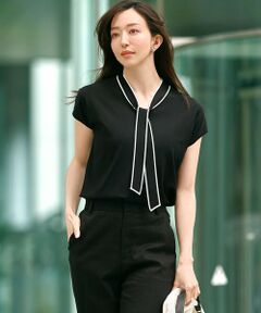 S size ONWARD(小さいサイズ) / エスサイズオンワード ニット・セーター | 【洗える】レーヨンポリエステルストレッチ ボウタイ ニット