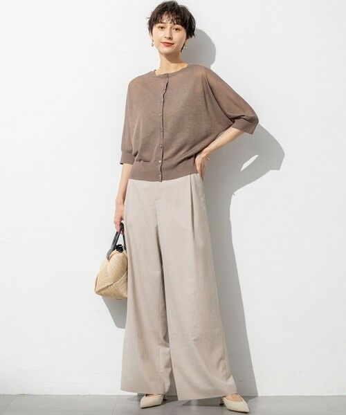 S size ONWARD(小さいサイズ) / エスサイズオンワード カーディガン・ボレロ | 【前後着用可能/洗える】シャイニーシアー 5分袖 カーディガン | 詳細10