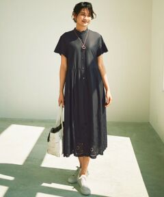 S size ONWARD(小さいサイズ) / エスサイズオンワード ミニ丈・ひざ丈ワンピース | 【カタログ掲載・接触冷感・洗える】エンブロイダリーローンシャツ ワンピース