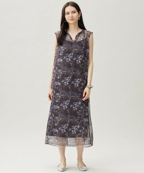 S size ONWARD(小さいサイズ) / エスサイズオンワード ロング・マキシ丈ワンピース | 【カタログ掲載・洗える】ボタニカルフラワープリント ワンピース | 詳細4