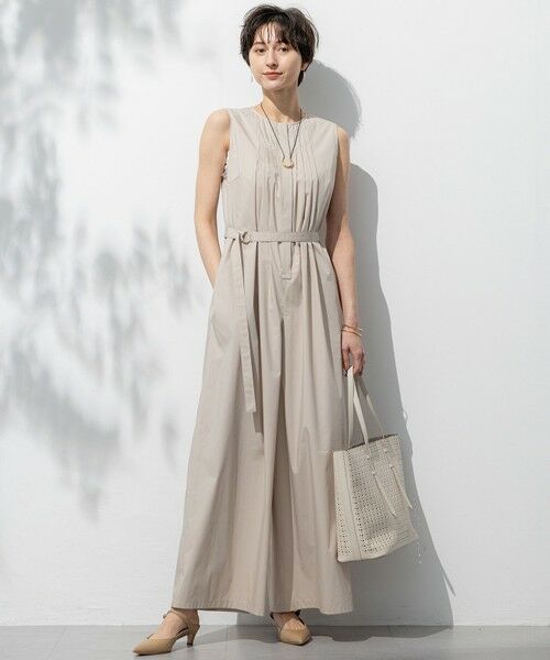 S size ONWARD(小さいサイズ) / エスサイズオンワード サロペット・オールインワン | 【撥水性/接触冷感/洗える】ストレッチタイプライター オールインワン（ベージュ系）