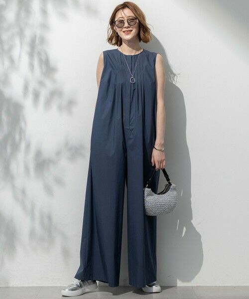 S size ONWARD(小さいサイズ) / エスサイズオンワード サロペット・オールインワン | 【撥水性/接触冷感/洗える】ストレッチタイプライター オールインワン（ダークグリーン系）