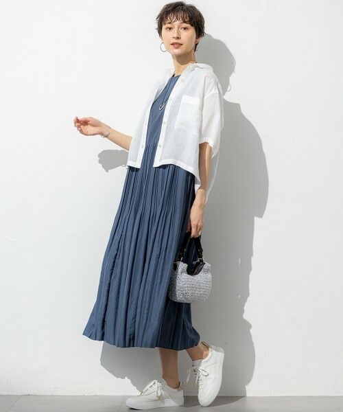 S size ONWARD(小さいサイズ) / エスサイズオンワード ロング・マキシ丈ワンピース | 【洗える】プリーツコンビ ワンピース | 詳細7