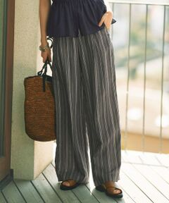 S size ONWARD(小さいサイズ) / エスサイズオンワード その他パンツ | 【カタログ掲載・セットアップ対応・洗える】リネンビスコースストライプドロスト パンツ