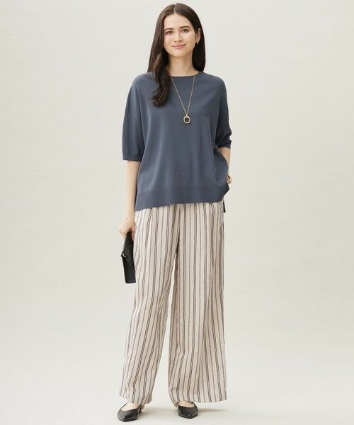 S size ONWARD(小さいサイズ) / エスサイズオンワード その他パンツ | 【カタログ掲載・セットアップ対応・洗える】リネンビスコースストライプドロスト パンツ | 詳細2