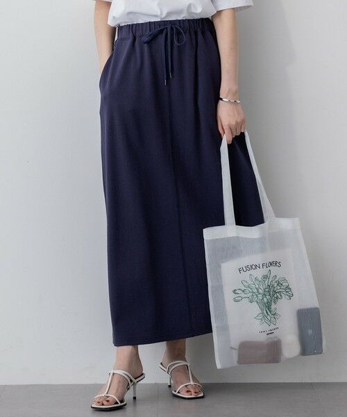 S size ONWARD(小さいサイズ) / エスサイズオンワード ミニ・ひざ丈スカート | 【SLOW/WEB限定】ラスティックテリー ナロー スカート（ダルブルー系）