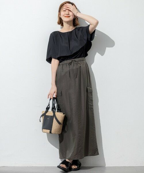 S size ONWARD(小さいサイズ) / エスサイズオンワード ミニ・ひざ丈スカート | 【SLOW/一部店舗限定】ブライトヴィンテージクロス Iライン スカート | 詳細3