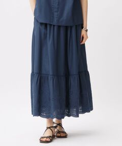 S size ONWARD(小さいサイズ) / エスサイズオンワード ミニ・ひざ丈スカート | 【カタログ掲載・接触冷感・洗える】エンブロイダリーローンティアード スカート