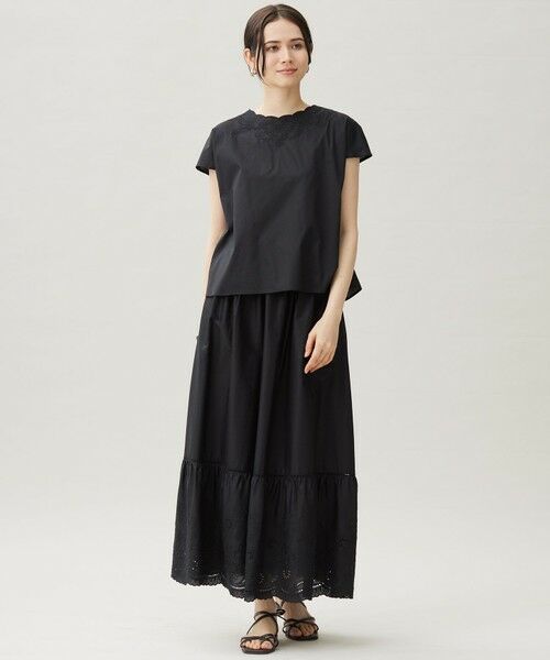 S size ONWARD(小さいサイズ) / エスサイズオンワード ミニ・ひざ丈スカート | 【カタログ掲載・接触冷感・洗える】エンブロイダリーローンティアード スカート | 詳細10