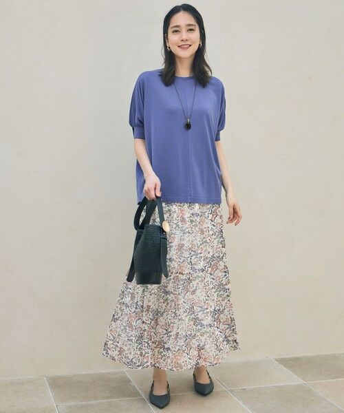 S size ONWARD(小さいサイズ) / エスサイズオンワード ミニ・ひざ丈スカート | 【セットアップ対応・洗える】ボタニカルフラワープリントティアード スカート | 詳細1